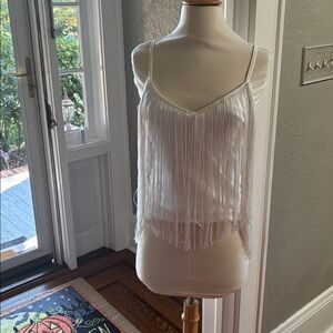 White Fringe Camisole Top